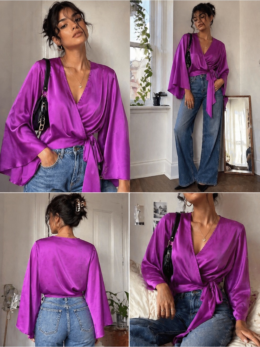Ramy Brook Cassandra Wrap Blouse NWT Fuchsia Pink Size S